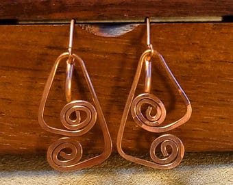 Item #4-11 - Copper Earrings - SWIRL DANGLE