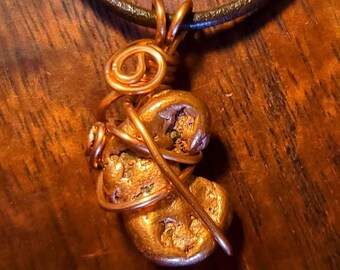 Item #9-9 - Leather Necklace - Copper Pendant