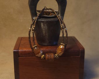 Item #15-29 -  Layering  Bracelets - Jasper and Brown Delicas Beads with detachable clasps