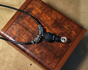 Item #9-16 - Leather Necklace -  Lava essential oil beads Necklace