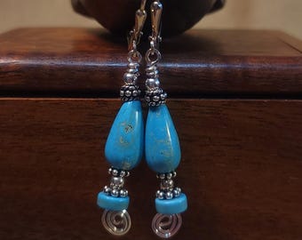 Item #6-24 - Sterling Silver Earrings - Turquoise(MM)Beads