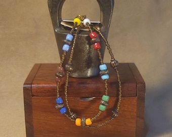 Item #15-52 -  Layering  Bracelets - Multi Colored Bead Mix with detachable clasps
