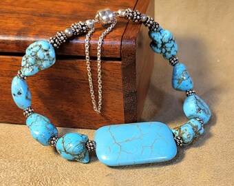 Item #14-11 - Beaded Bracelets - Turquoise Blue Magnesite (d/s)
