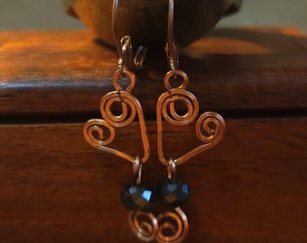 Item #4-13 - Copper Earrings - CRYSTAL DANGLE