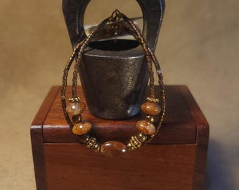 Item #15-27 -  Layering  Bracelets - Jasper and Brown Delicas Beads with detachable clasps