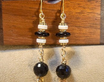 Item #5-65 - Gold Filled Earrings - Black and White