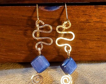 Item #5-27 - Gold Earrings - Hammered Kyanite Earrings