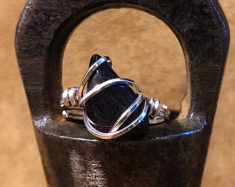 Item #10-1 - Adjustable Sterling Silver Rings - Black Tiger Eye