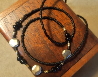 Item #12-3 -Beaded Necklace - Brushed Gold Disk Necklace
