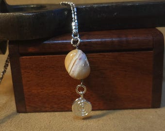 Item #12-16 -Beaded Necklace - Opalescent bead on a Sterling Silver Chain and Clasp