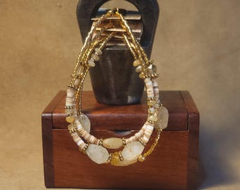Item #15-18 -  Layering  Bracelets - Quartz, Crystal and Citrine with detachable clasps