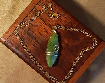 Item #7-26 - Gold Filled Necklace - Serpentine Jade
