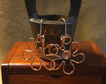 Item #4-29 - Copper Earrings - SWIRL FLOWER