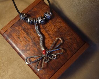 Item #9-39 - Leather Necklace - Dragonfly Necklace