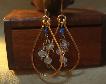 Item #5-12 - Gold Earrings -  Crystal Drop