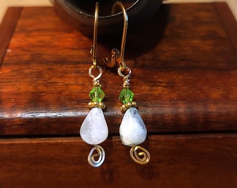 Item #5-7 - Gold Filled Earrings -  Quartz and Swarovski Crystal