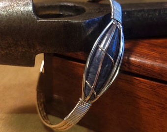 Item #11-16 - Wire Wrap Bracelet - Sterling Silver Jasper