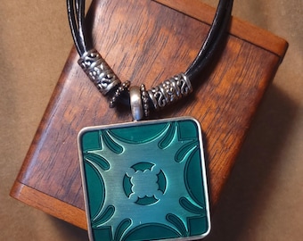 Item #9-11 - Leather Necklace - Metal Silver Pendant
