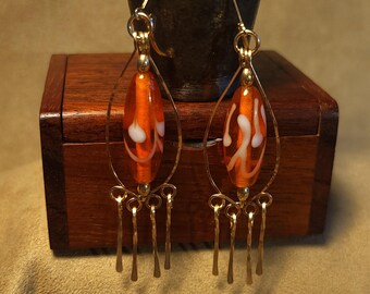 Item #5-13 - Gold Filled Earrings - Orange glass bead