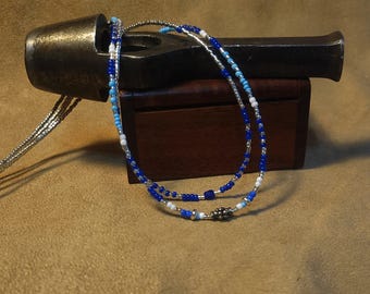Item #12-44 -Beaded Necklace - Blue and Silver Bead Set