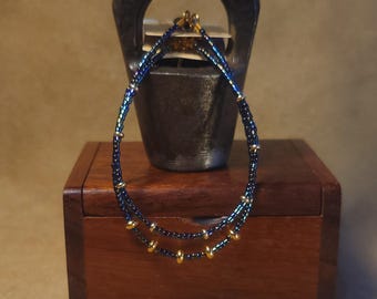 Item #15-26 -  Layering  Bracelets - Blue Delica Beads with detachable clasps