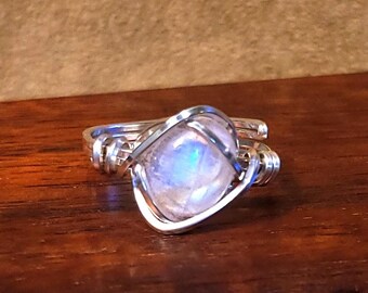 Item #10-2 - Adjustable Sterling Silver Rings - Moonstone