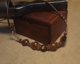Item #9-19 - Leather Necklace - Carnelian stone