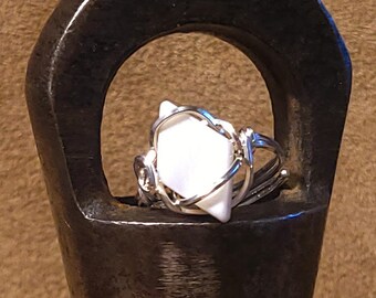 Item #10-14 - Adjustable Sterling Silver Rings - Mother Of Pearl