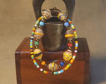 Item #15-53 -  Layering  Bracelets - Multi Colored Paper Bead Mix with detachable clasps