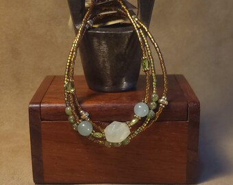 Item #15-10 -  Layering  Bracelets - Quartz and Peridot with detachable clasps