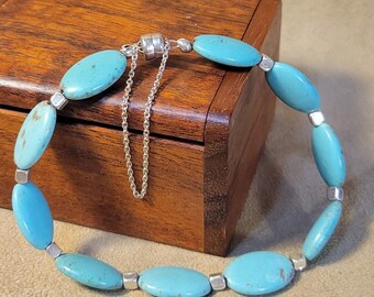 Item #14-10 - Beaded Bracelets - Turquoise Blue Magnesite (d/s)