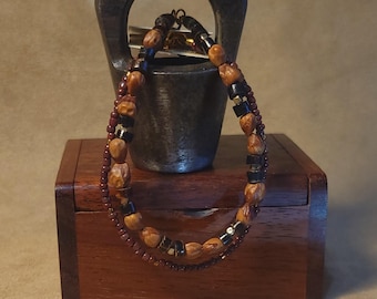 Item #15-31 -  Layering  Bracelets - Nut and Heishi Beads with detachable clasps