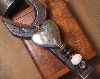 Item #9-29 - Leather Necklace - Heart Pendant