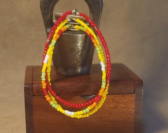 Item #15-45 -  Layering  Bracelets - Yellow, Orange, Red and Green Mix with detachable clasps