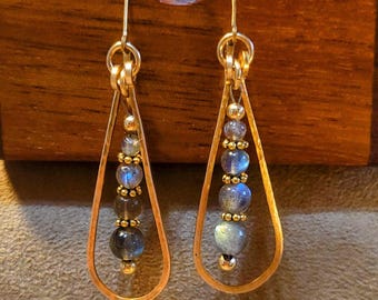 Item #5-24 - Gold Earrings - Labradorite Earrings
