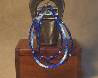 Item #15-42 -  Layering  Bracelets - Multi Blue Mix with detachable clasps