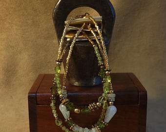 Item #15-3 -  Layering  Bracelets - Quartz, Peridot and Swarovski Crystals with detachable clasps