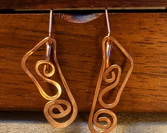 Item #4-5 - Copper Earrings - SWIRL DANGLE