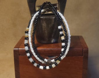 Item #15-9 -  Layering  Bracelets - Black and White with detachable clasps