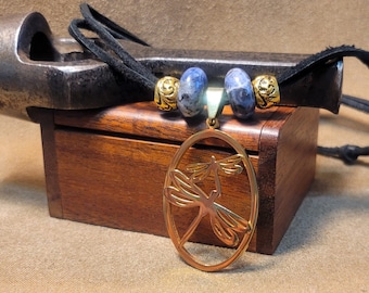 Item #9-38 - Leather Necklace - Dragonfly Pendant