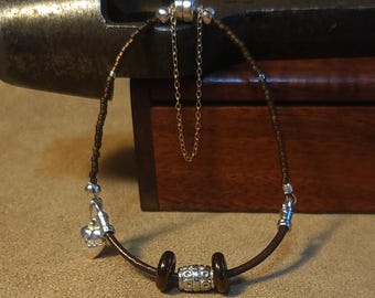 Item #3-10 - Leather Bracelets - Bronze and Silver