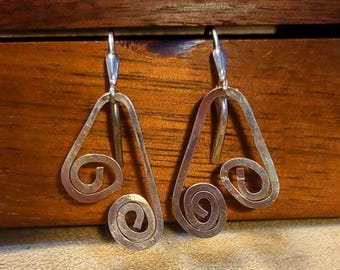 Item #6-24 - Silver Earrings - Hammered Swirl Earrings