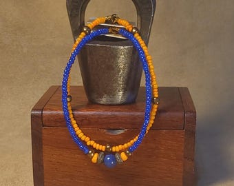 Item #15-50 -  Layering  Bracelets - Blue and Orange Mix with detachable clasps