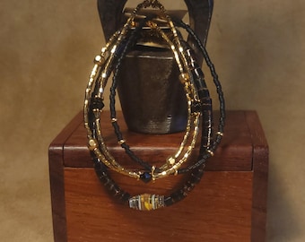 Item #15-5 -  Layering  Bracelets - Black Paper Bead with detachable clasps