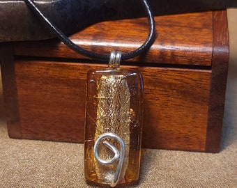 Item #9-18 - Leather Necklace -Gold Foil Pendant