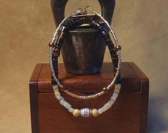 Item #15-30 -  Layering  Bracelets - Paper Bead and Heishi Beads with detachable clasps