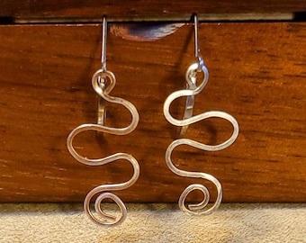 Item #6-8 - Silver Earrings - Hammered Swirl Earrings