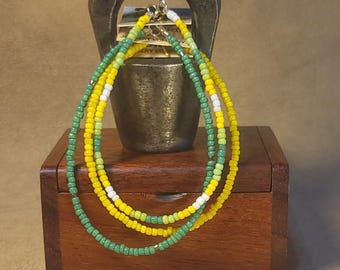Item #15-49 -  Layering  Bracelets - Yellow, White and Green Mix with detachable clasps