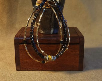 Item #15-5 -  Layering  Bracelets - Black Paper Bead with detachable clasps