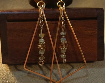 Item #5-34 - Gold Earrings -  Quartz and Crystal